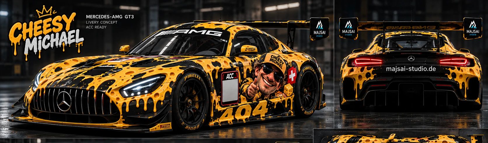 Conceito da livery CHEESY MICHAEL para Mercedes-AMG GT3