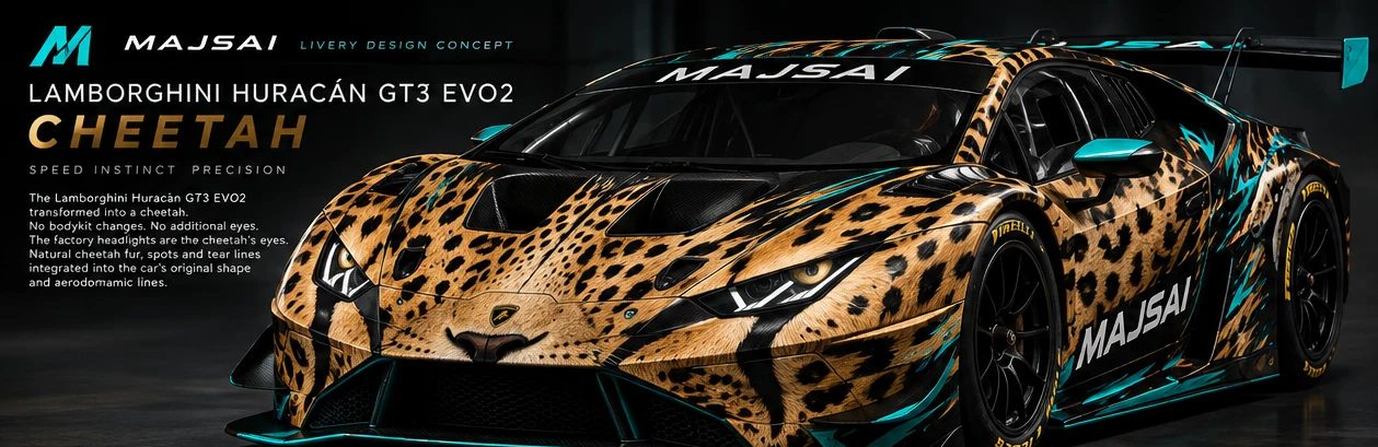 Conceito da livery CHEETAH para Lamborghini Huracán GT3 EVO2
