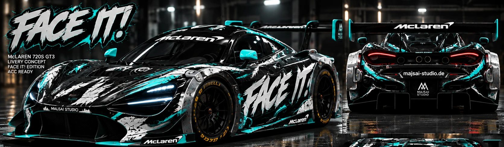 Conceito da livery FACE IT! para McLaren 720S GT3