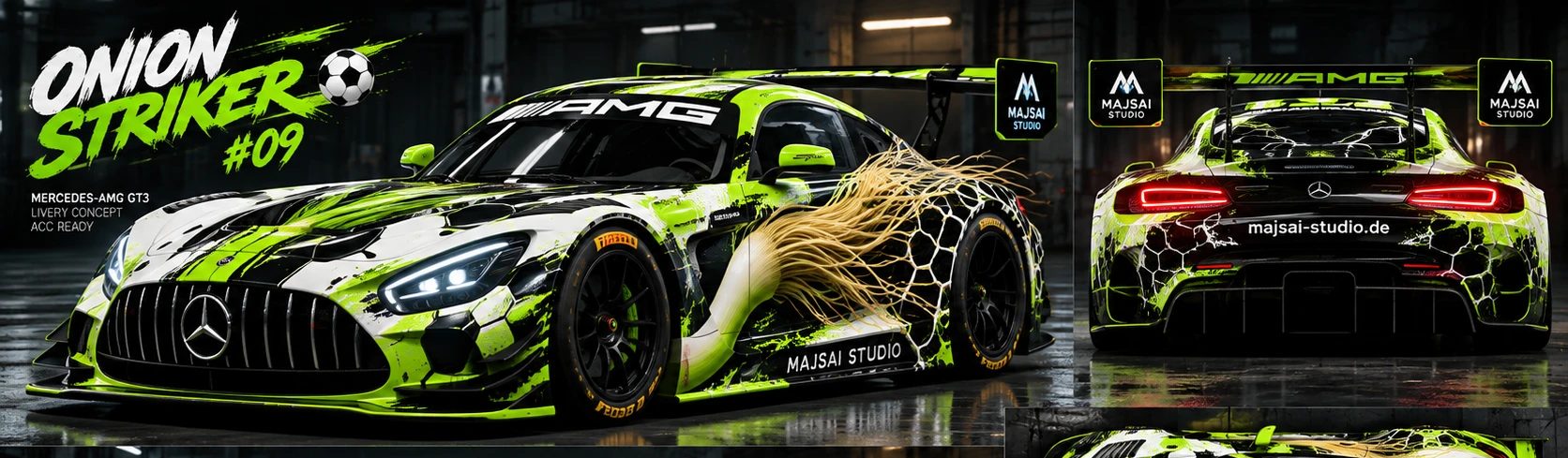 Conceito da livery ONION STRIKER #09 para Mercedes-AMG GT3